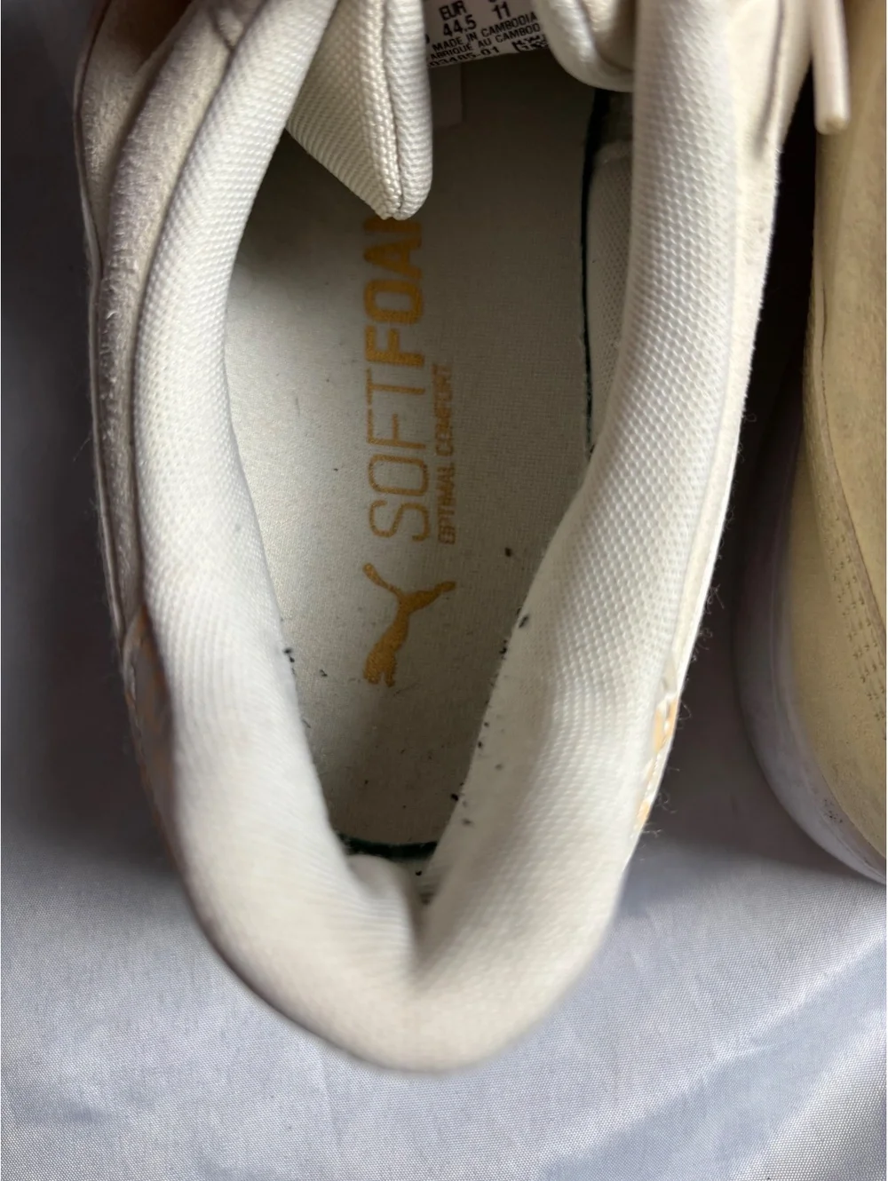 Puma Suede Classic Sneakers in Cream with Gold Logo